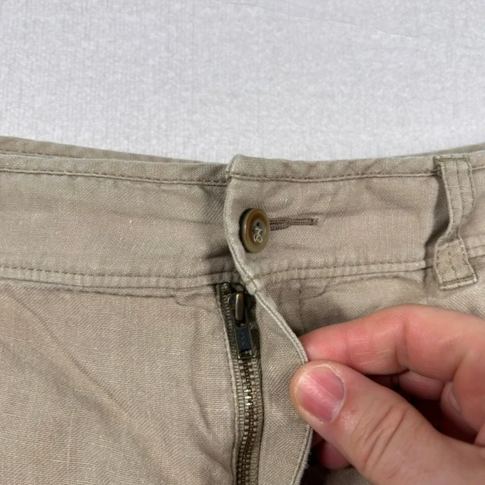 Tommy Bahama Shorts Mens 36 Linen Silk Blend Khaki Flat Front Tan Beachy 10